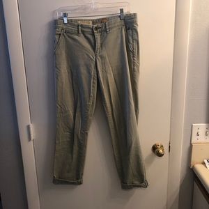 Anthropologie olive chino crop pants